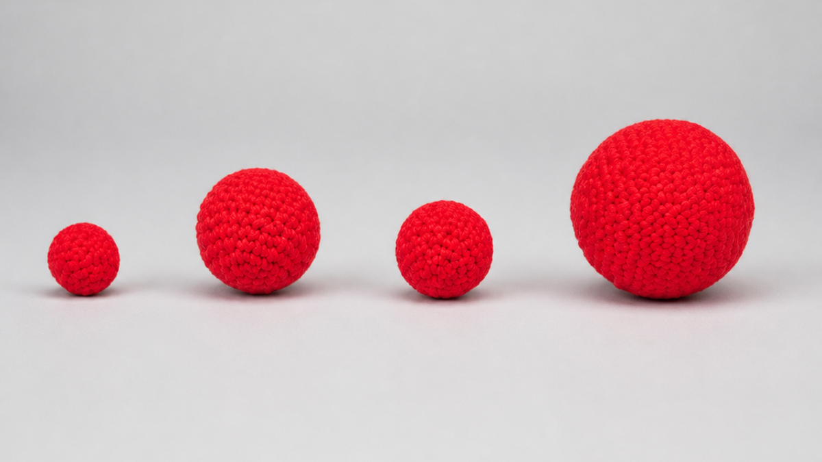 3/4 inch Crochet Balls (Red) (1 ball = 1 unit) by Uday - Trick on a neutral studio background