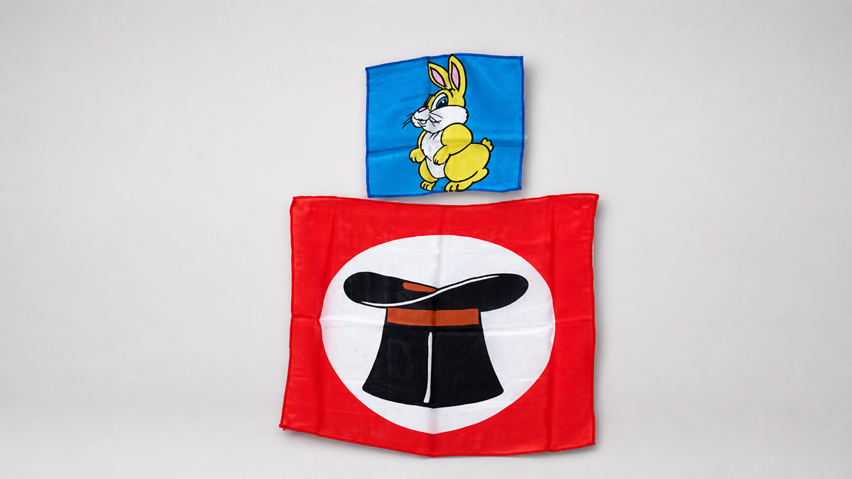 Silk 9 inch Rabbit from 18 inch Hat Silk - Trick on a neutral studio background