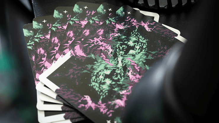 Gilded Nebula Stellar Green Playing Cards (green star)