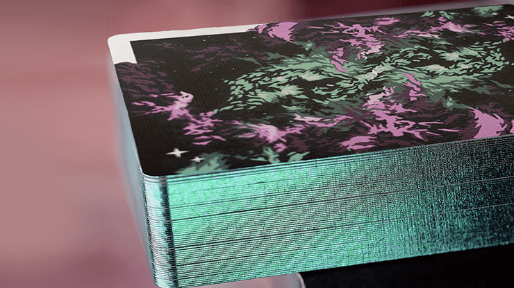 Gilded Nebula Stellar Green Playing Cards (green star)