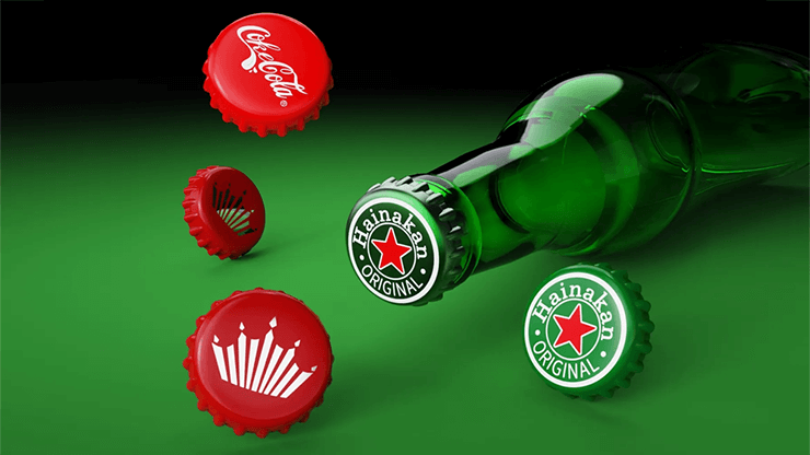 The Clink (Cap in Bottle) Set by Iarvel Magic and Wonder House (Heineken, Coke, and Budweiser)