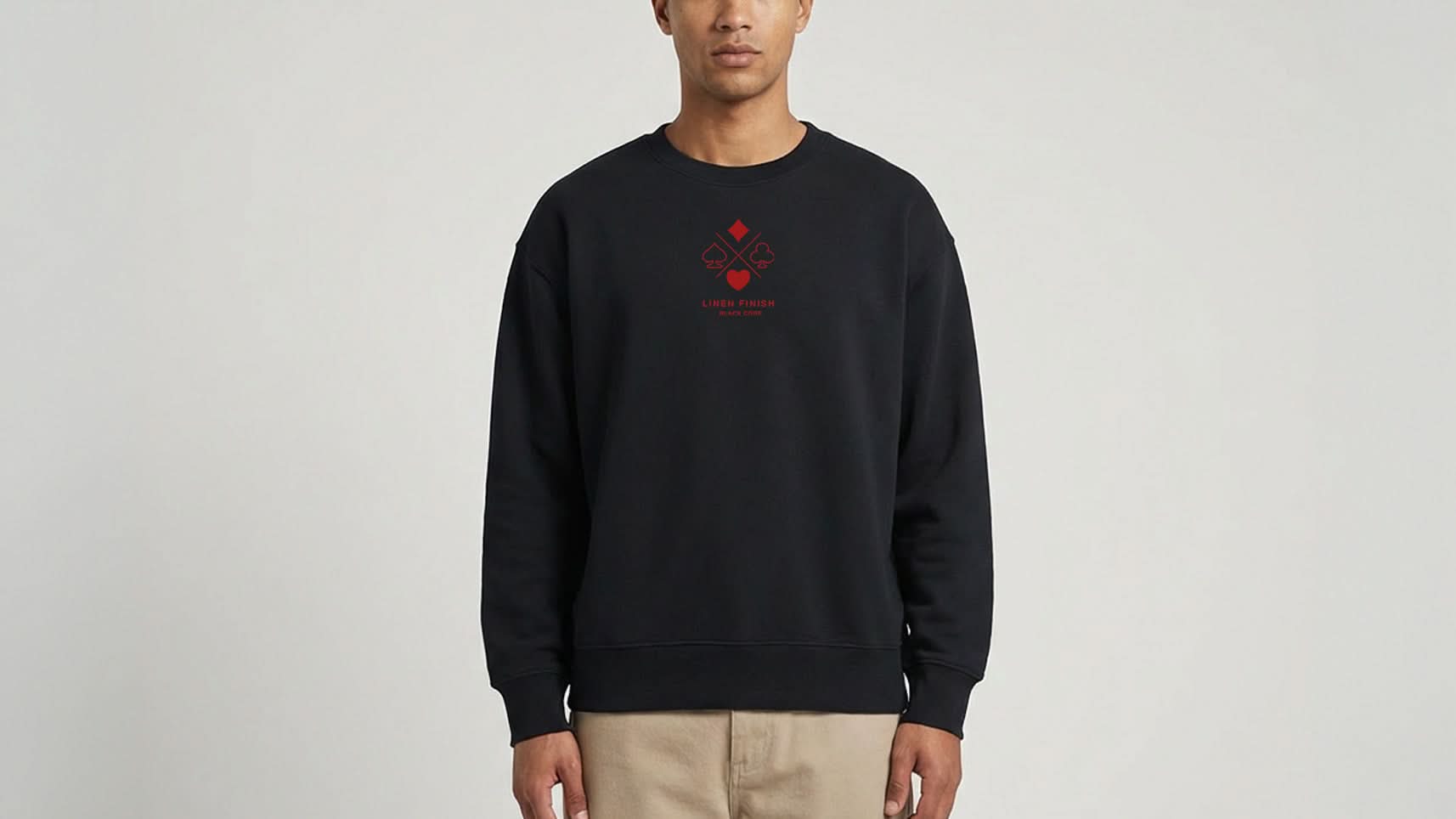 'Linen Finish' Heavyweight Sweatshirt (Red Logo)