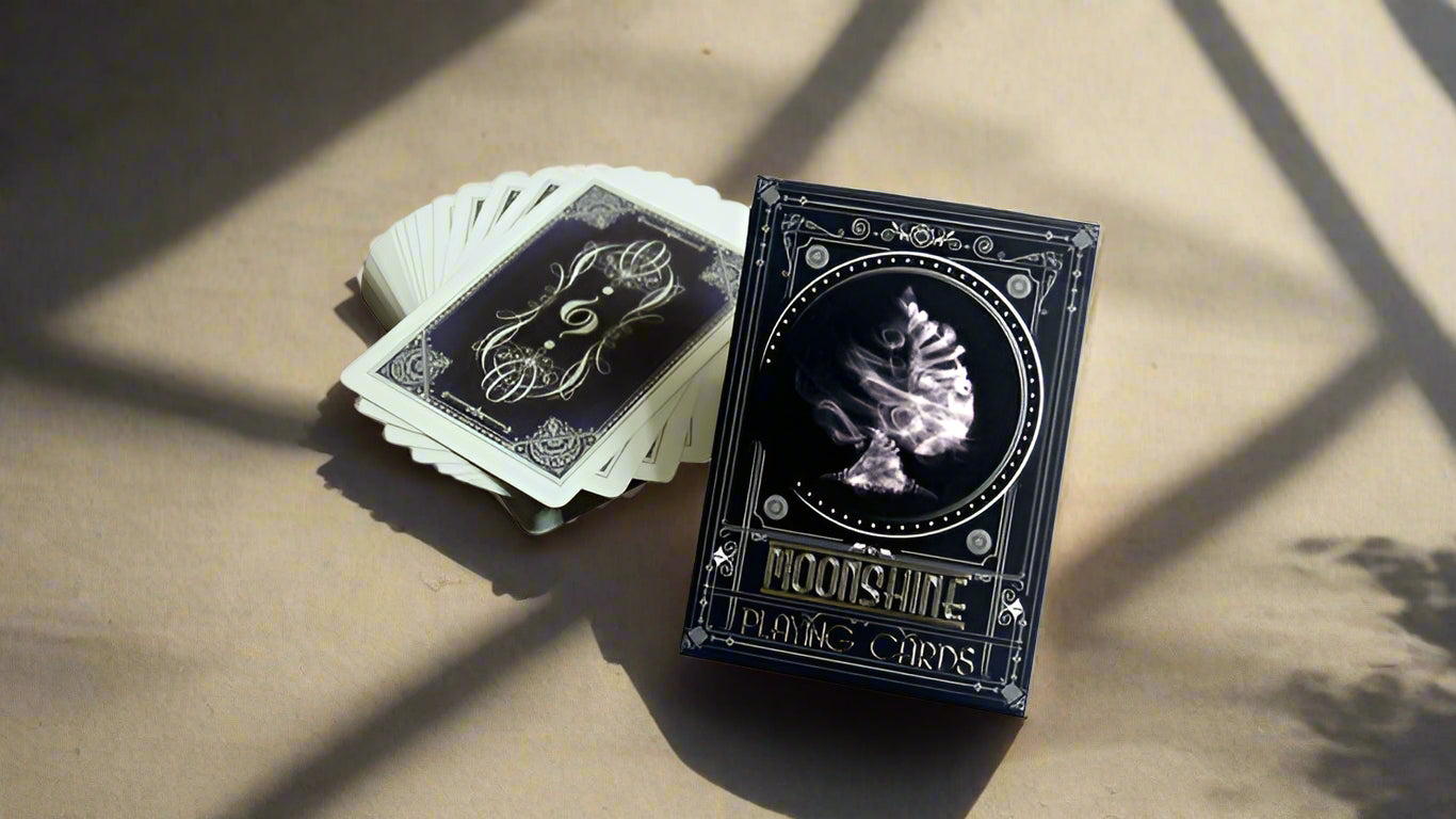 midnight moonshine playing cards with tuck box and back design