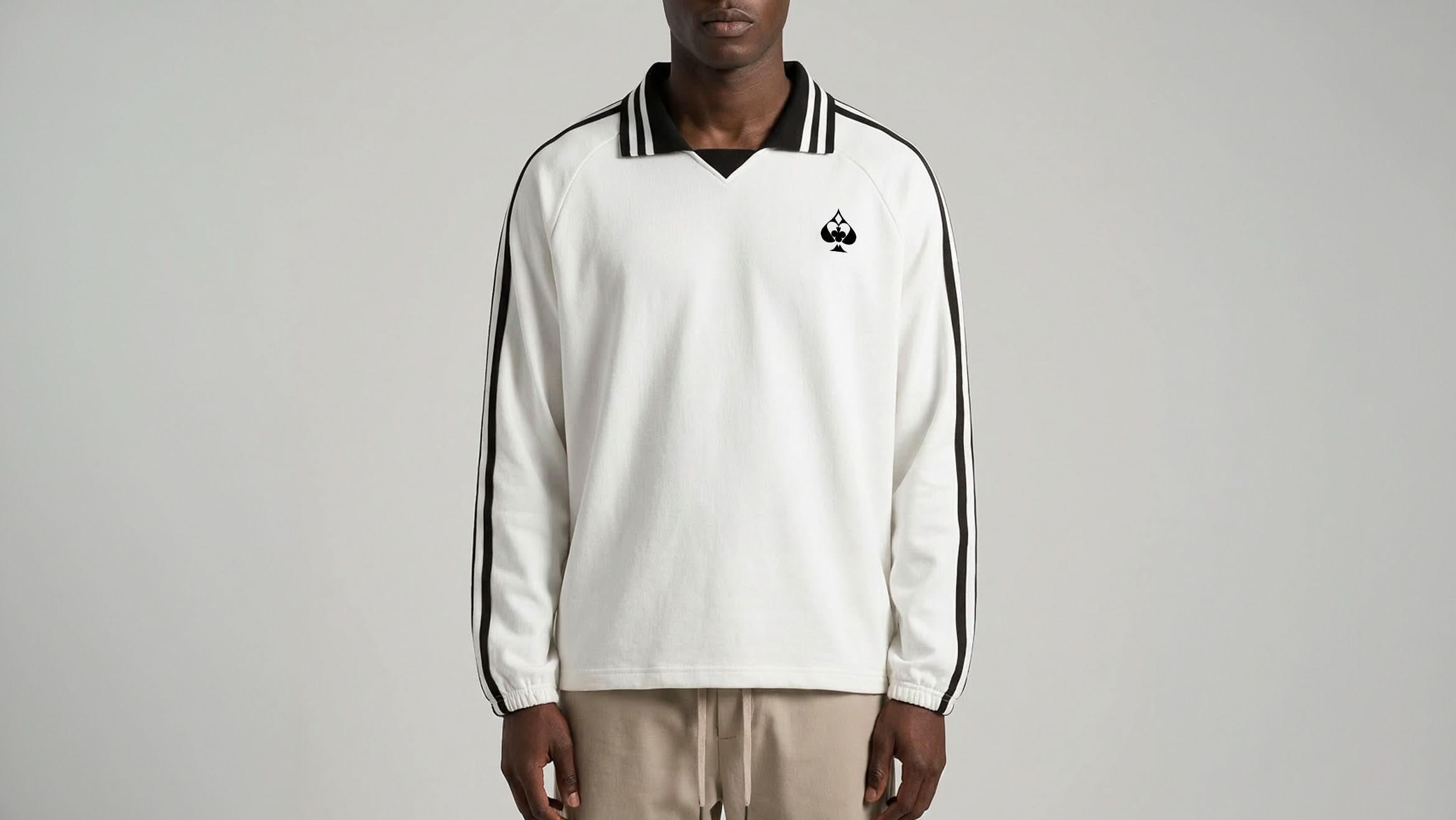 'Multi-Suit' Striped Collar Sweatshirt (Black Logo)