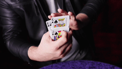 Performing 'Outstanding' by Mark Mason – a visual card transoformation and transposition effect available at 52Kards.
