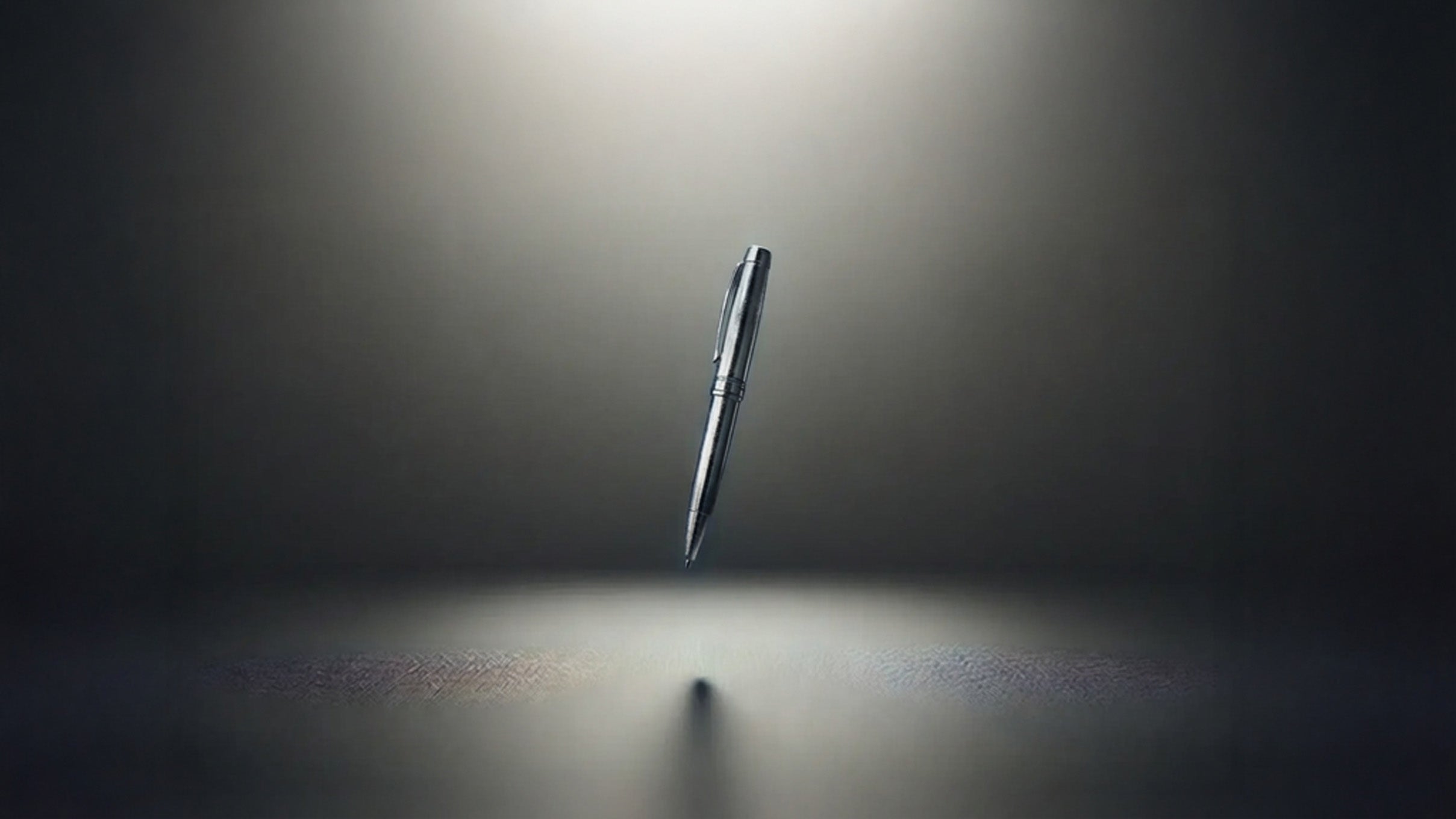 An elegant pen appears to float effortlessly above a sleek, minimalist background, showcasing the art of illusion and precision — a perfect symbol of the creativity and craftsmanship celebrated by 52Kards."