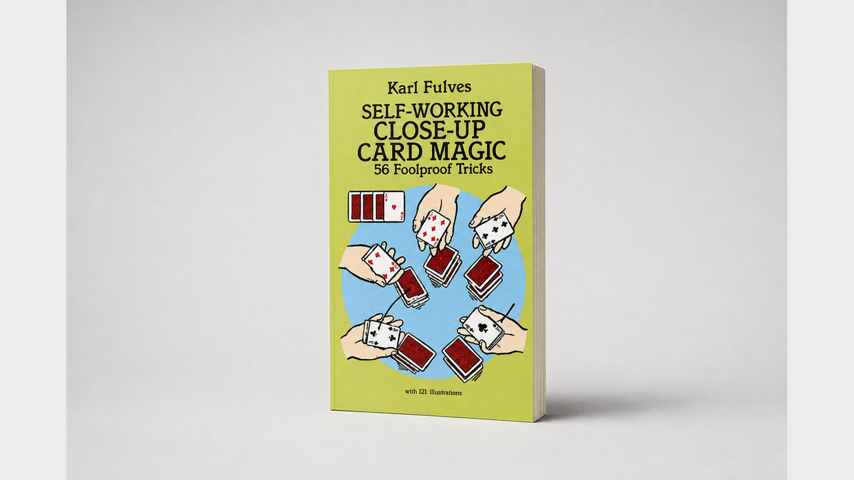 Self Working Close-Up Card Magic by Karl Fulves - Book on a neutral studio background