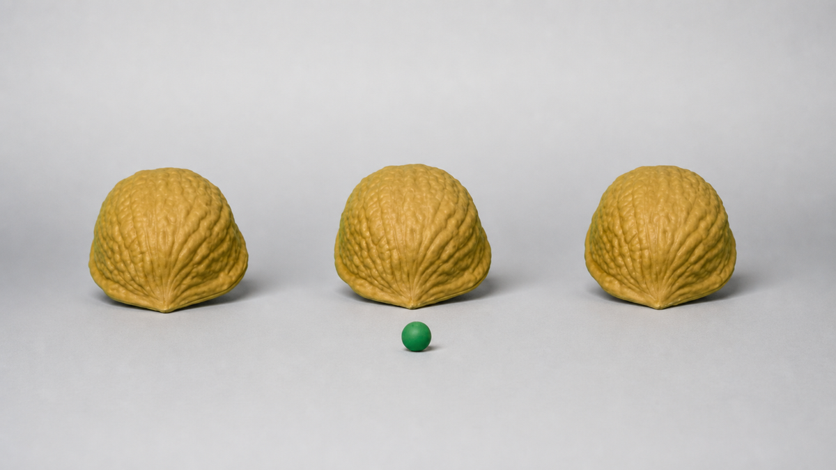 Three Shell Game by Vernet - Trick on a neutral studio background
