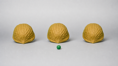 Three Shell Game by Vernet - Trick on a neutral studio background