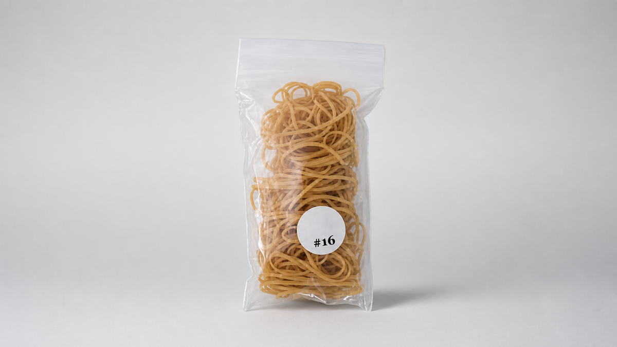 Gold Rubberbands (#16) on a neutral studio background