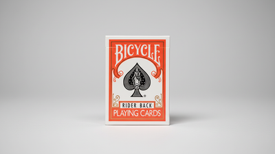 Orange Bicycle Rider Back playing-card tuck box on a gray background