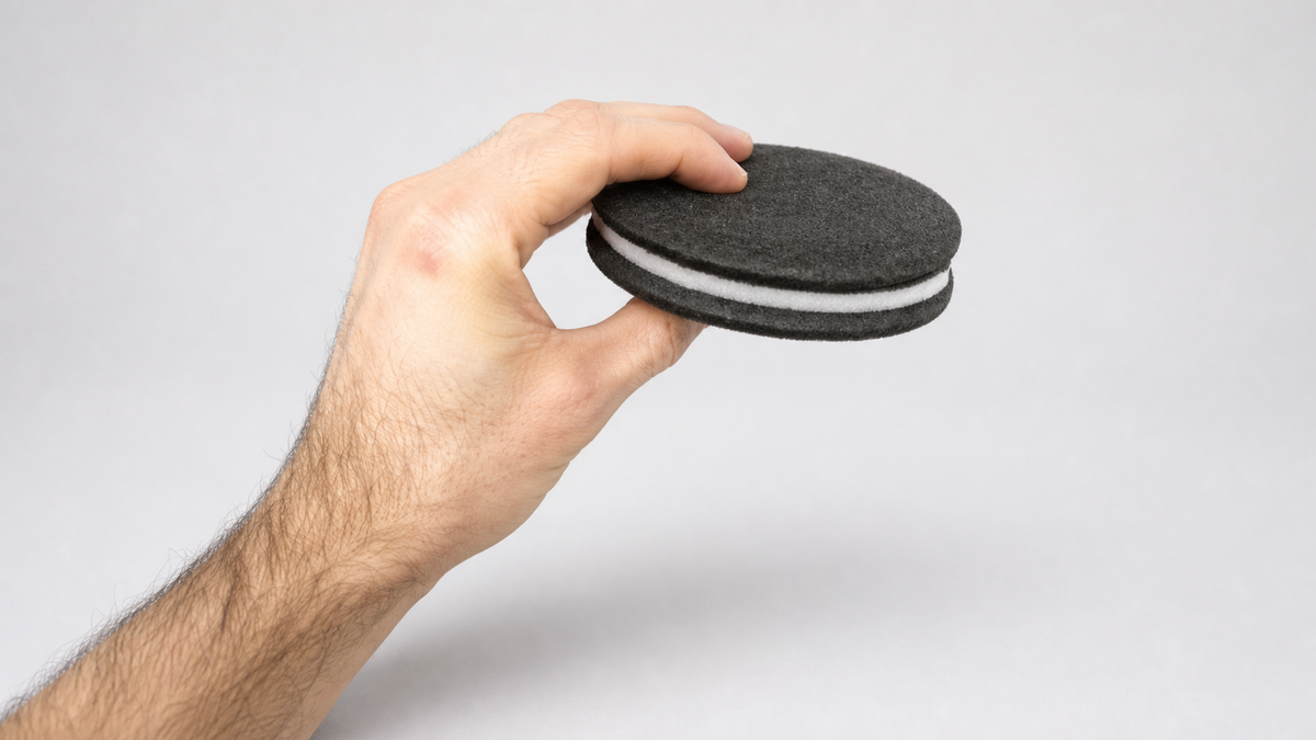 Foam Cookie Goshman on a neutral studio background