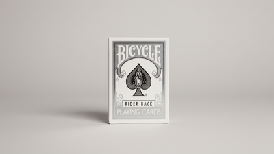 Silver Bicycle Rider Back playing-card tuck box on a gray background