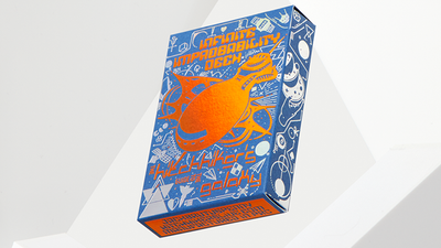 Front of the blue-and-orange Hitchhiker's Guide Infinite Improbability tuck box