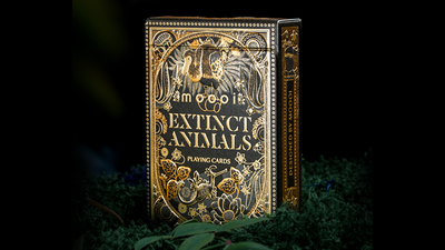 Front and side of the black-and-gold Moooi Extinct Animals tuck box
