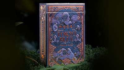 Front and side of the blue-and-copper Moooi Tokyo Blue tuck box