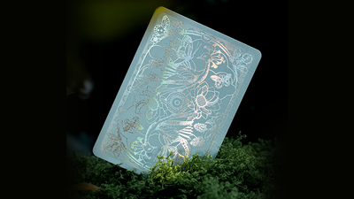 Pale blue Moooi Memento Moooi card back with floral and animal line art