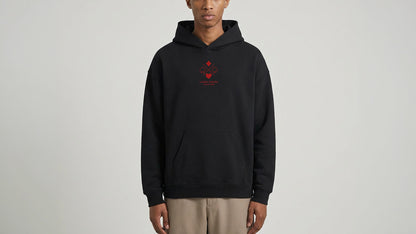 'Linen Finish' Heavyweight Hoodie (Red Logo)