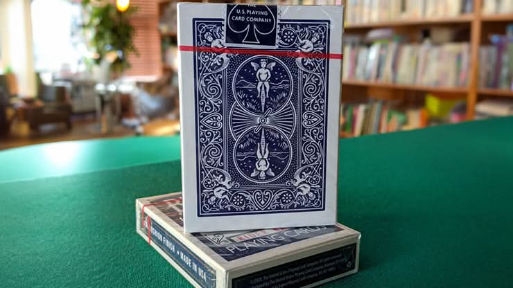 close up of a blue rider back blue deck available at 52kards