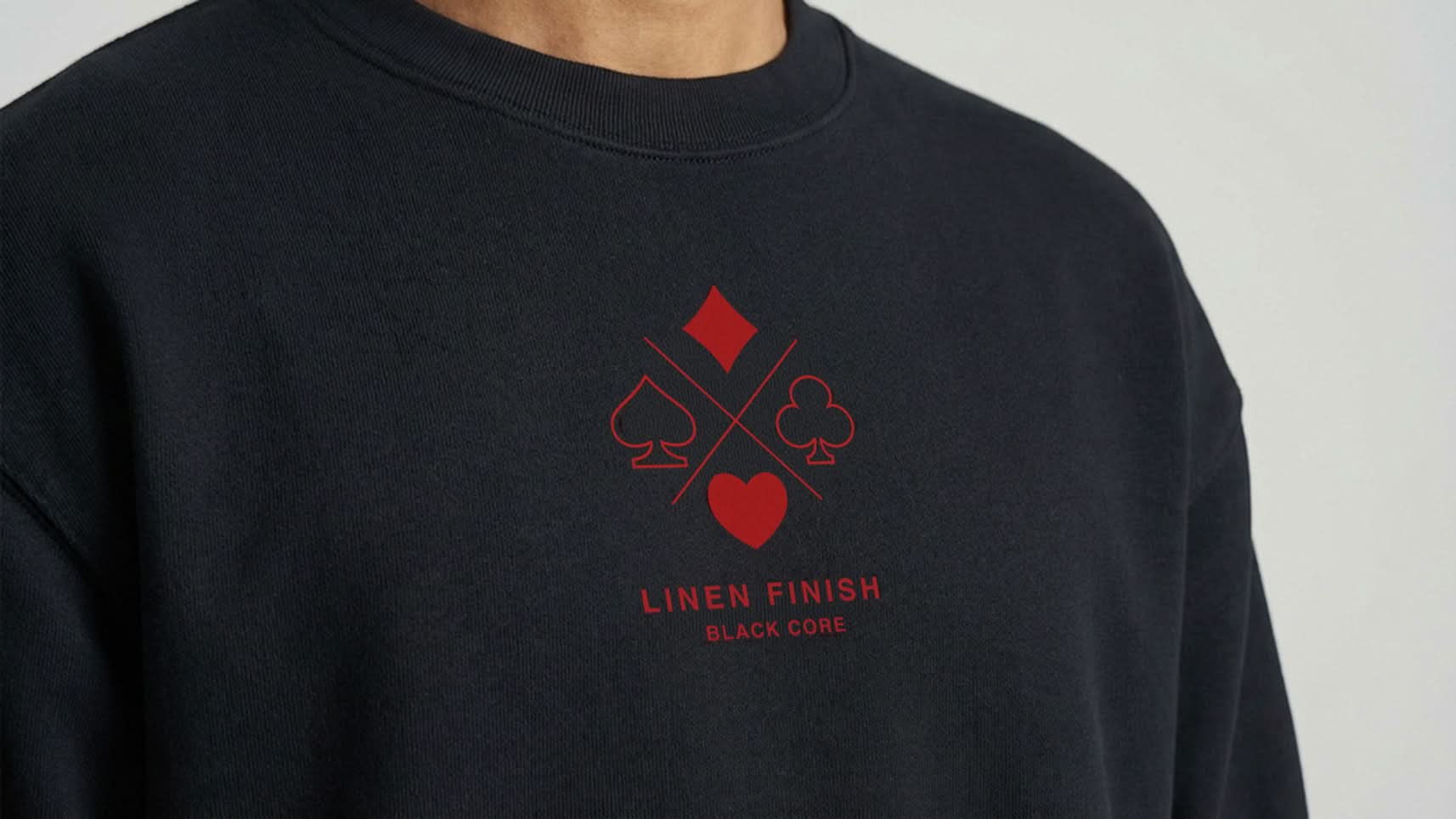 'Linen Finish' Heavyweight Sweatshirt (Red Logo)