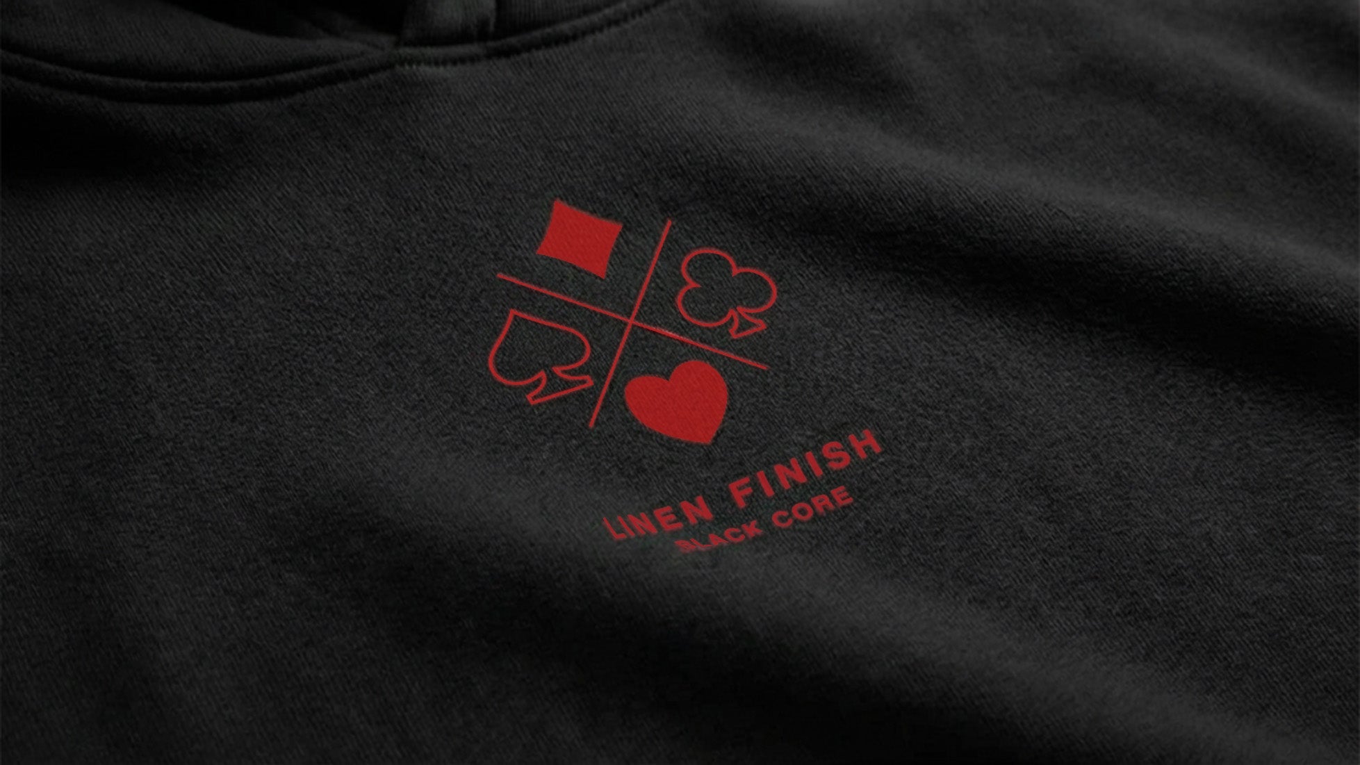 'Linen Finish' Heavyweight Hoodie (Red Logo)