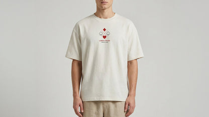 'Linen Finish' Vintage Oversized Cotton Tee (Red n' Black Logo)