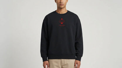 'Linen Finish' Heavyweight Sweatshirt (Red Logo)