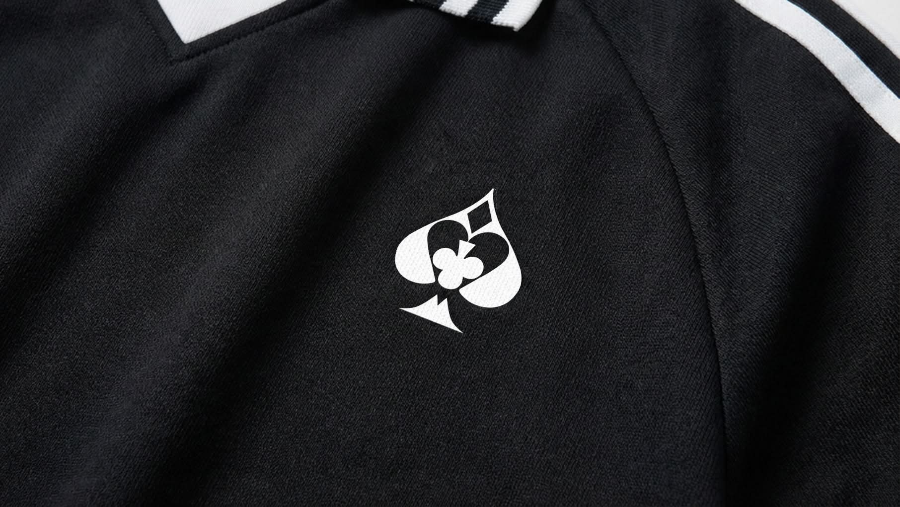'Multi-Suit' Striped Collar Sweatshirt (White Logo)