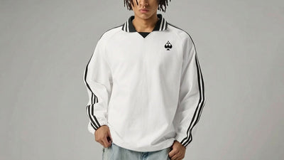 'Multi-Suit' Striped Collar Sweatshirt (Black Logo)