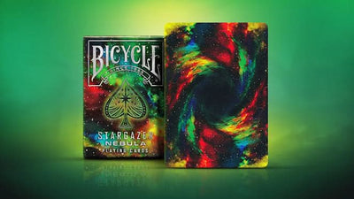 Bicycle Stargazer Nebula tuck box standing beside a matching card back