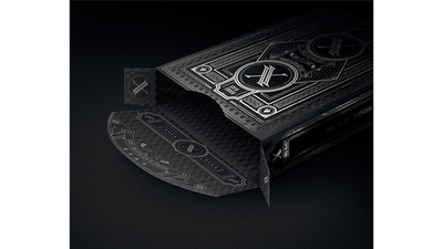 Bicycle Double Black deck partially removed from an open tuck box