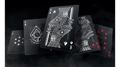 Five Bicycle Double Black cards arranged in an arc with the King of Spades at the center