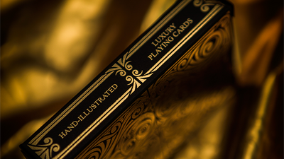 Side of the Bicycle Deluxe tuck box reading “Hand Illustrated Luxury Playing Cards”