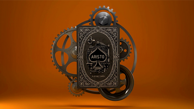 ARISTO Steampunk tuck box centered among illustrated gears