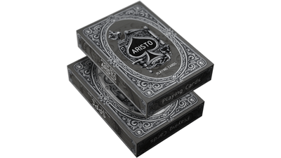 Three closed ARISTO Steampunk tuck boxes stacked on a white background