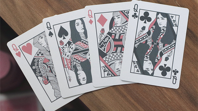 Black Roses Altrosa Queens of Hearts, Spades, Diamonds, and Clubs held in a fan