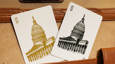 Two Bicycle Capitol cards with gold and black U.S. Capitol illustrations