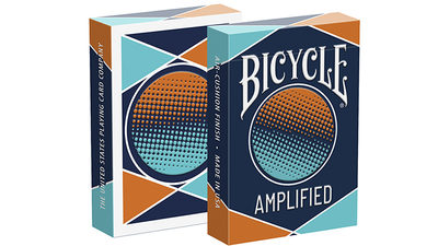 Front and back of two Bicycle Amplified tuck boxes standing side by side