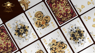 Bicycle Royale card backs and custom court cards arranged in a grid