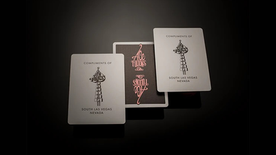 Casino Femme Fatale cards including two South Las Vegas compliment cards over black and pink card backs