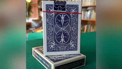 Blue Bicycle Rider Back card standing upright on a matching tuck box
