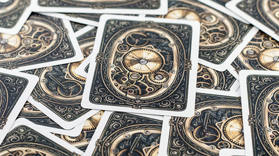 ARISTO Steampunk V2 card backs scattered with one card centered over the others