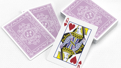Black Roses Lavender Queen of Hearts beside two squared lavender-backed decks