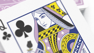 Close-up of the Black Roses Lavender Queen of Clubs artwork