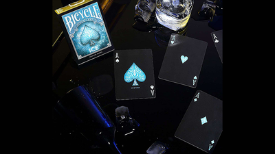 Bicycle Ice tuck box with four black Ace cards arranged around it