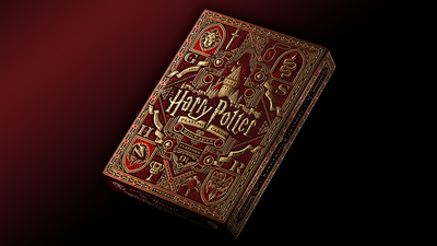 Red Gryffindor Harry Potter playing-card tuck box with ornate gold details
