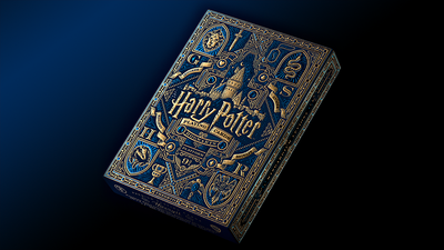 Blue Ravenclaw Harry Potter playing-card tuck box with ornate gold details