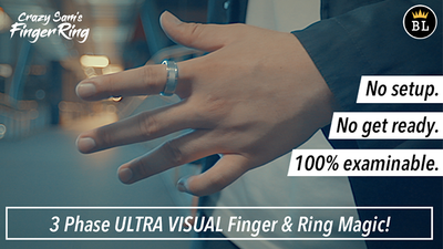 Hanson Chien Presents Crazy Sam's Finger Ring BLACK / LARGE (Gimmick and Online Instructions) by Sam Huang - Trick